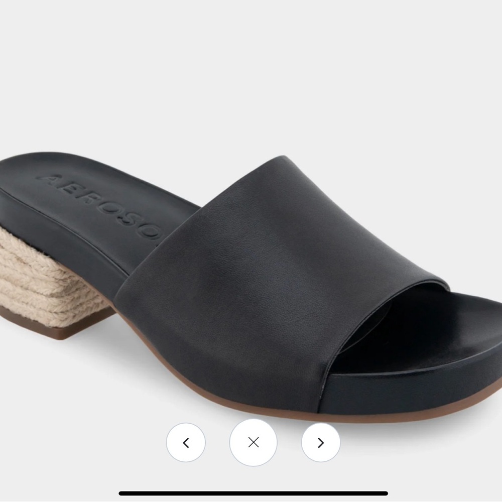 Comfortable Women's Molded Footbed Low Block Heel Slide in Black Leather